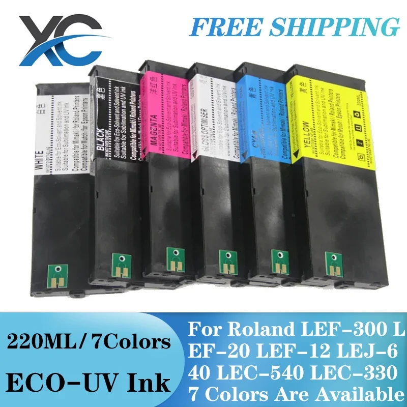 ECO-UV Ink Cartridge Full With 220ML UV Ink For Roland LEF-300 LEF-20 LEF-12 LEJ-640 LEC-540 LEC-330 (7 Colors Are Available)