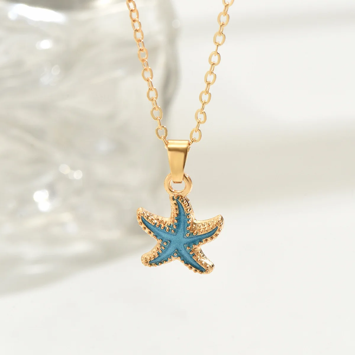 Boho mehrschichtige weiße Seilkette Halskette für Frauen Mode große Harz Seestern Stern Anhänger Halskette Strand Party Schmuck – Detail 8