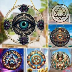 Sun and Moon God, Yin and Yang Aesthetic Art, Sun Catcher, Sunshade, Stained Window Hanging,acrylic Creative Round Wreath Sign