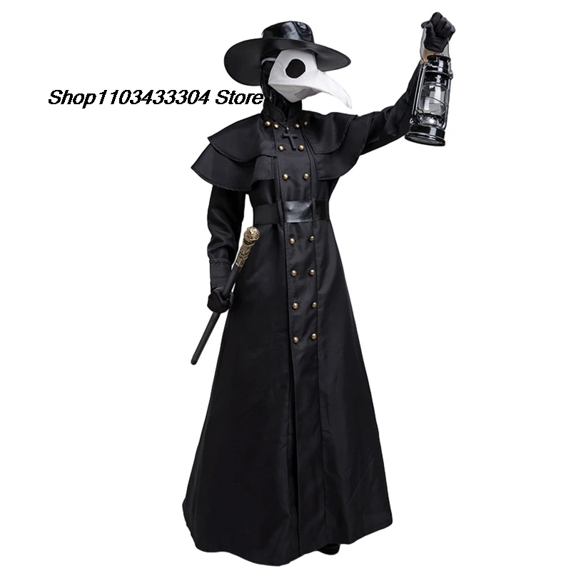 Halloween mittelalter liche Kapuze Robe Pest Arzt Kostüm Maske Hut für Männer Mönch Cosplay Steampunk Priester Horror Zauberer Umhang Umhang 5xl