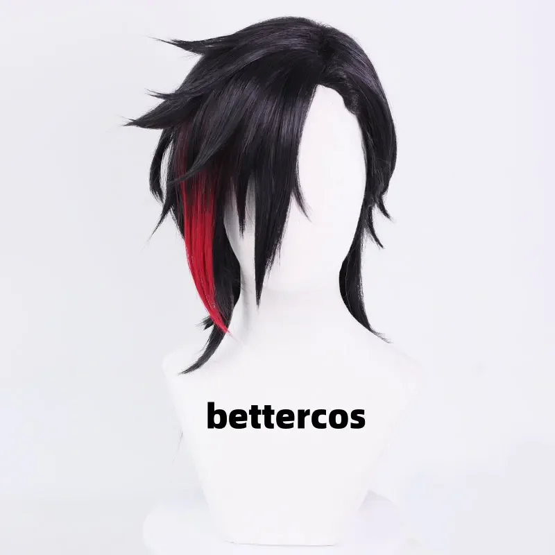 Game Arcane Season 2 Vi Jinx Cosplay Wig Vi Black and Red Hair for Women Men Halloween Carnival Party LOL Role Play Wig