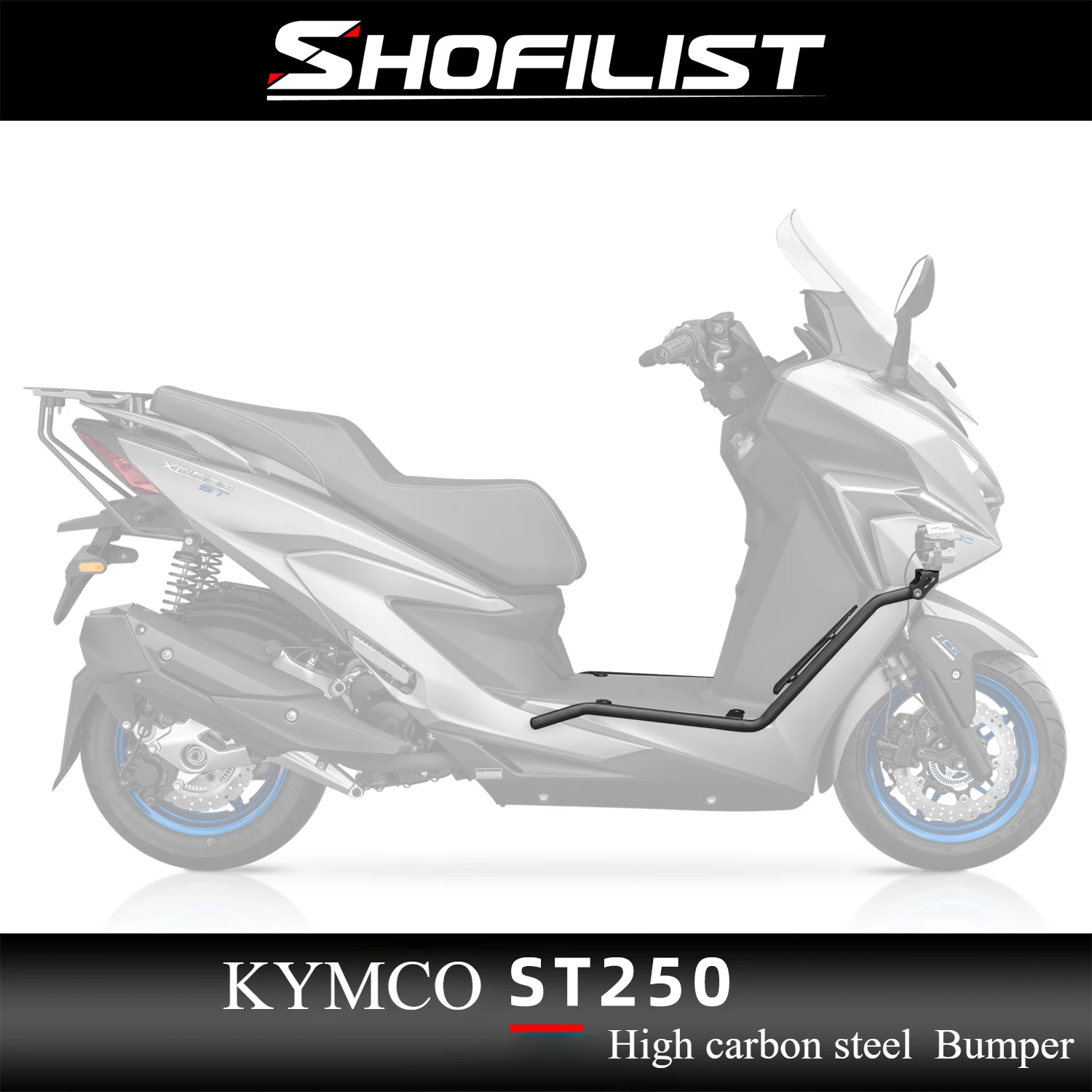 

Suitable for KYMCO ST250 Modified Bumper, Stainless Steel Bumper, Aluminum Alloy Foot Pedal, Standard Spotlight Bracket