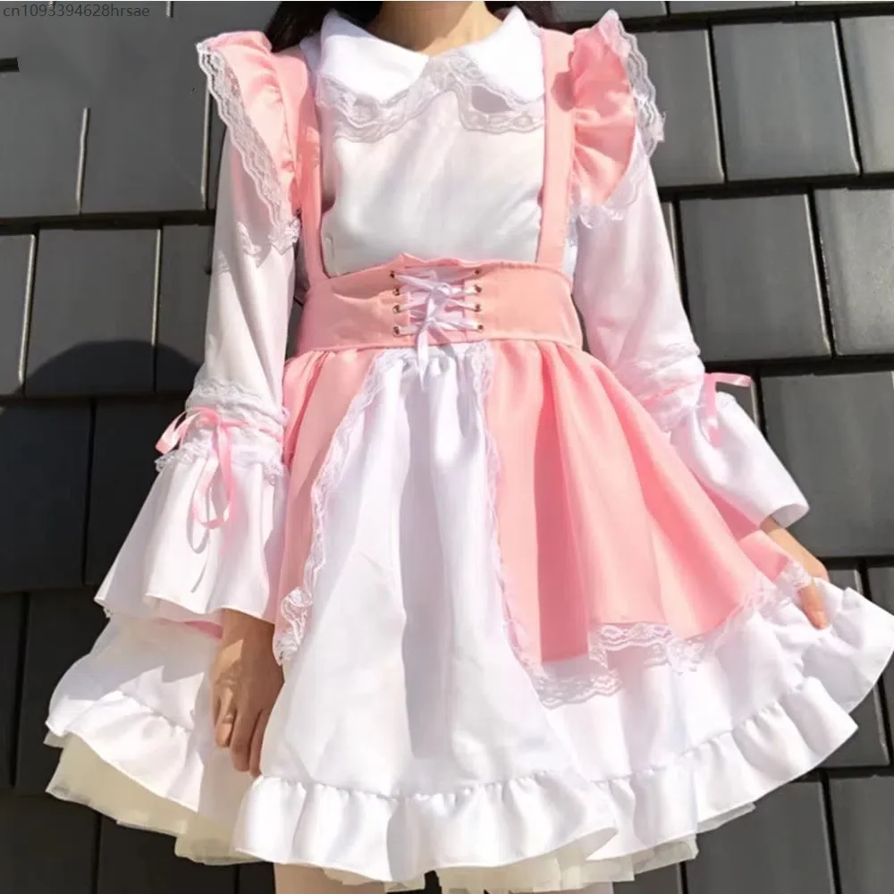 

Sweet Lolita Pink Anime Dress Women Carnival Maid Cosplay Costume Black Classical Lolita Comic Exhibition Outfit