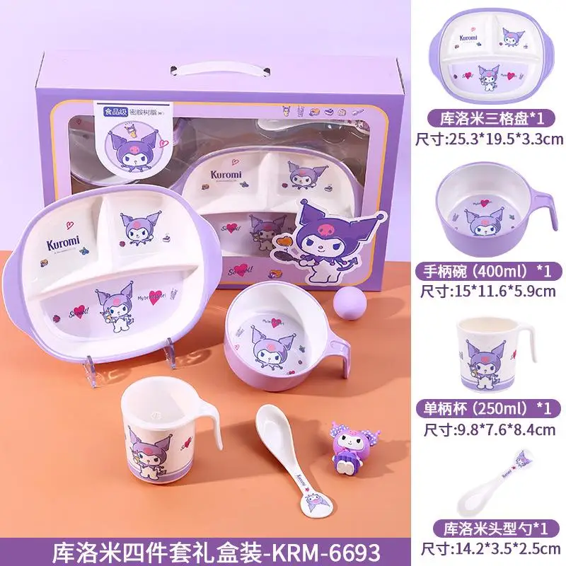 

Kuromi Children Tableware Set Child Sanrio Anime Kawaii Cartoon Popular Hot Sell Anti-Scalding Set for Tableware Birthday Gift