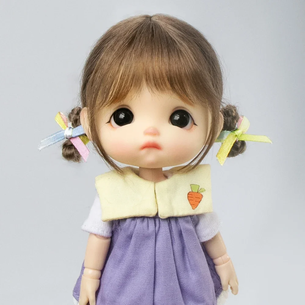 Kucyk włosy uczennicy kok uroczy warkocz grzywka pół-ponięty mohair miękka peruka upięcie do Ob11 1/8 1/12 BJD Akcesoria dla lalek 5-6 cali