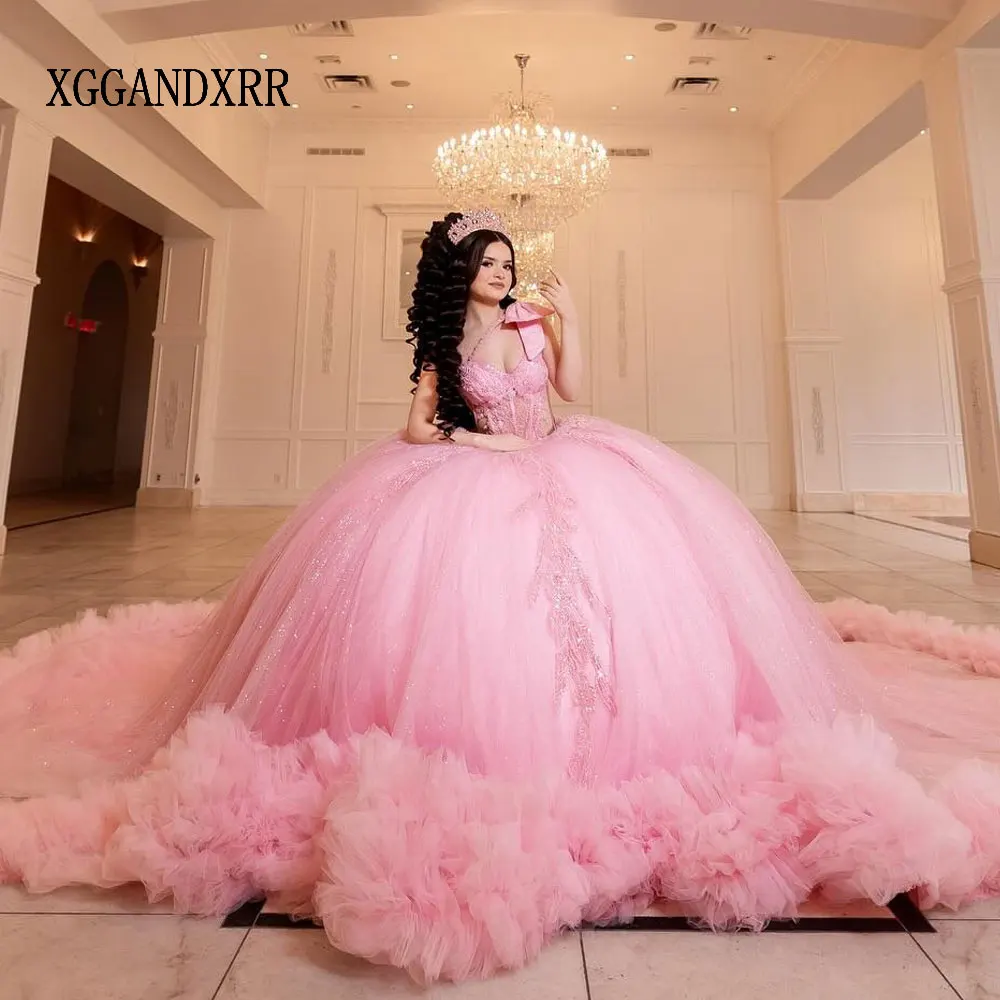 Customized Ball Gown Blush Pink Quinceanera Dresses Luxury Princess Sweet 16 Birthday Dress Ruffles Prom Vestido De 15 Años 2026