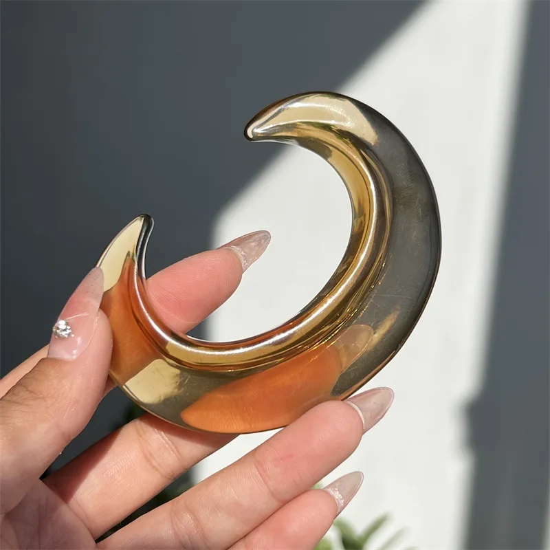 HUANZHI Exaggerated Transparent Brown Moon Resin Open Bracelet Geometric Heterotypic Vintage Cuff Bangle Jewelry for Women New