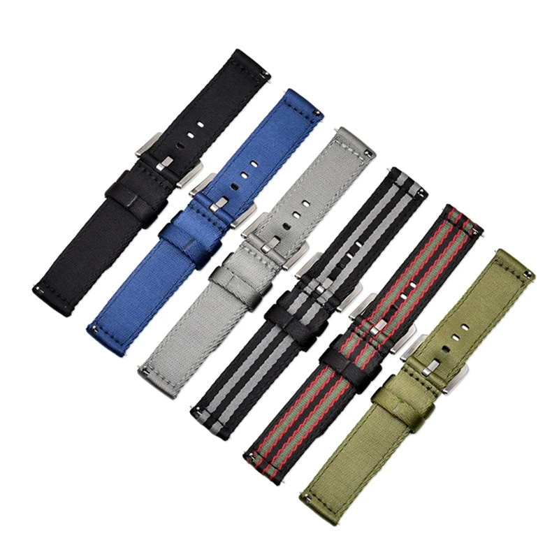 Canvas Nylon Strap 18mm 20mm 22mm 24mm Stainless Steel Buckle Quick Release Men Replace Bracelet Wrist Band Watch Accessories