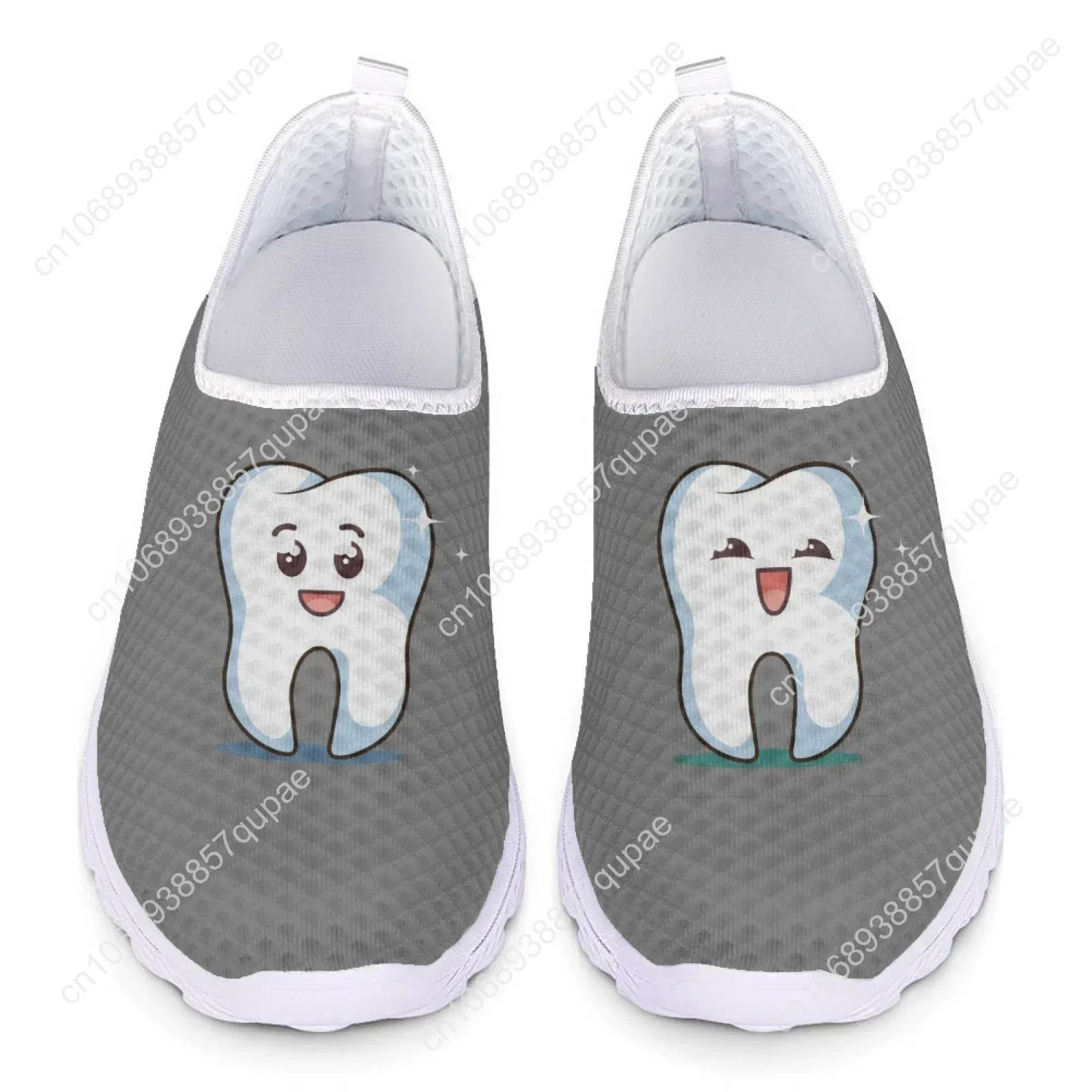 Lovely Cartoon Tooth Pattern Mesh High Quality Sneakers Women Men Teenager Casual Fashion Custom Made Tennis Flat Couple Shoes