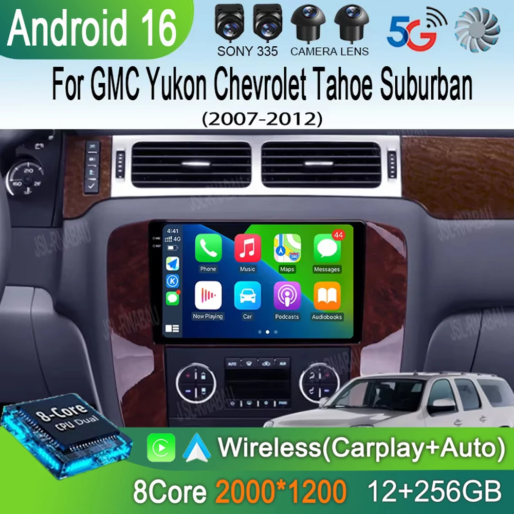 

Автомагнитола Android 16 с Carplay для GMC Yukon, Chevrolet Tahoe, Suburban 2007-2012, мультимедийный плеер, GPS-навигация, стереосистема, DSP