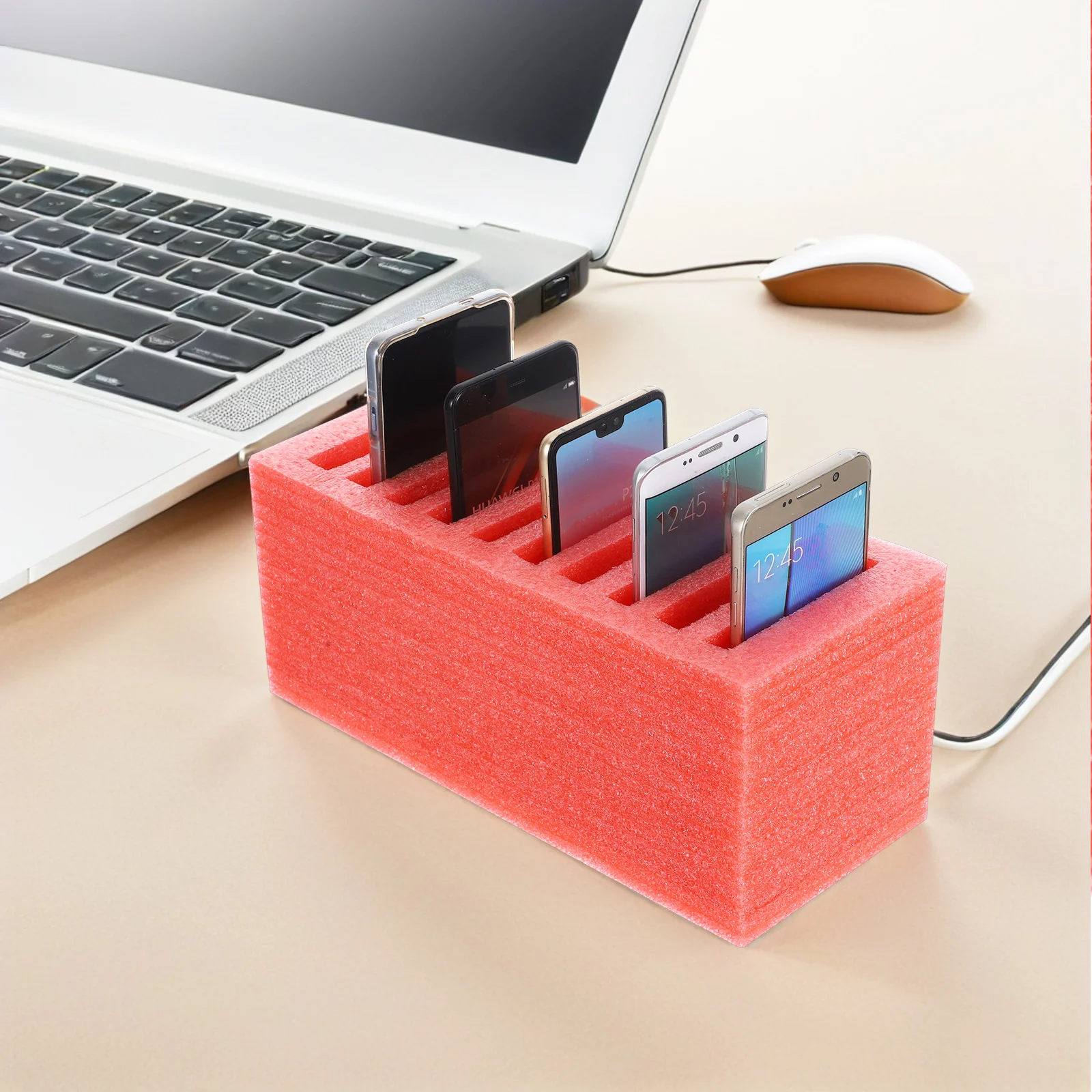 صندوق منظم للهاتف من الفوم مكون من 10 شبكات لتخزين مكتب الفصل الدراسي مع مقصورات متعددة بدون تركيب مثقاب لسطح المكتب المحمول #4