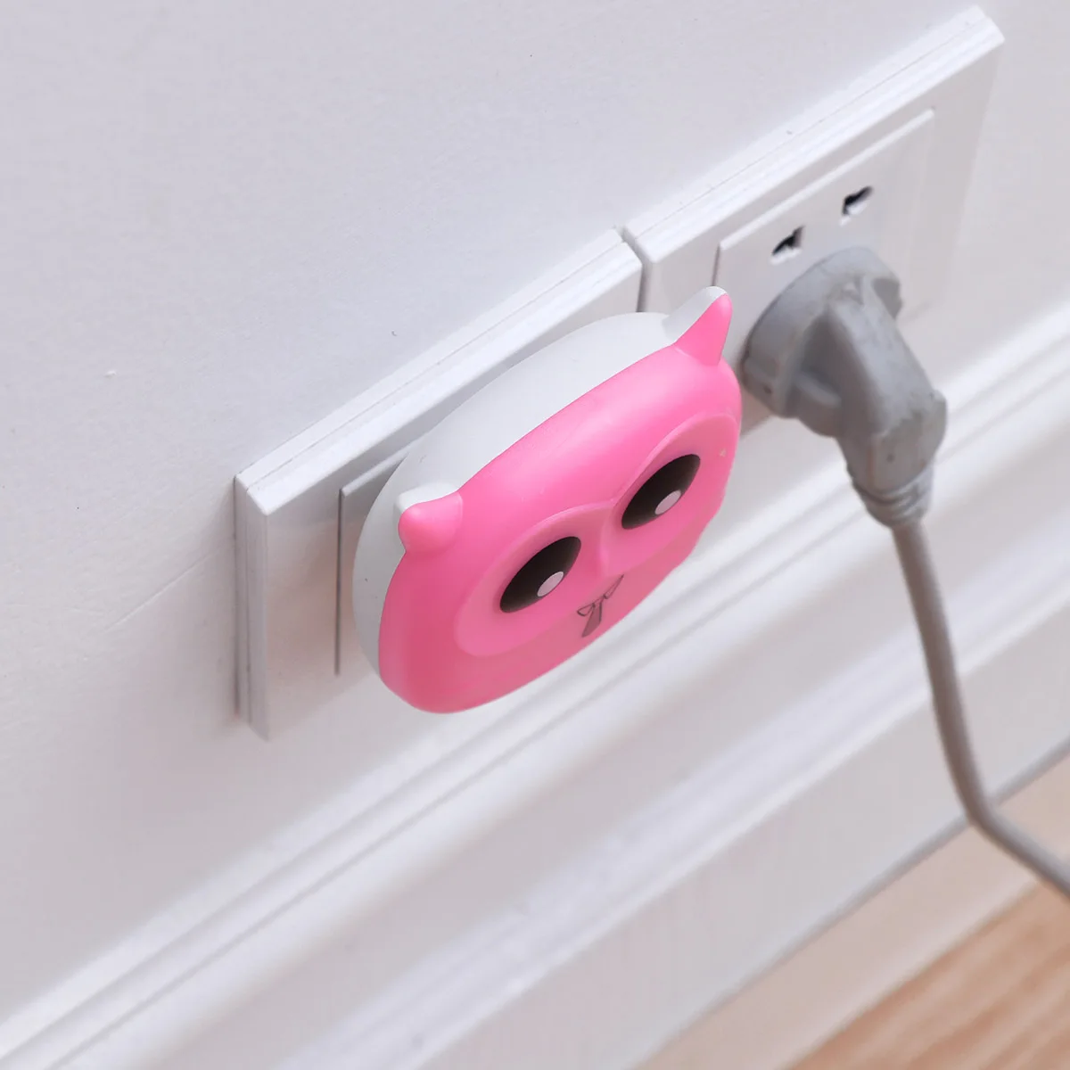 Nachtlicht Eule LED Licht Farbe Nachtlampe Kinderzimmer Lampe Schlafzimmer Licht Home Dekoration Baby Nachttisch für Kind Stecker (Rosa)