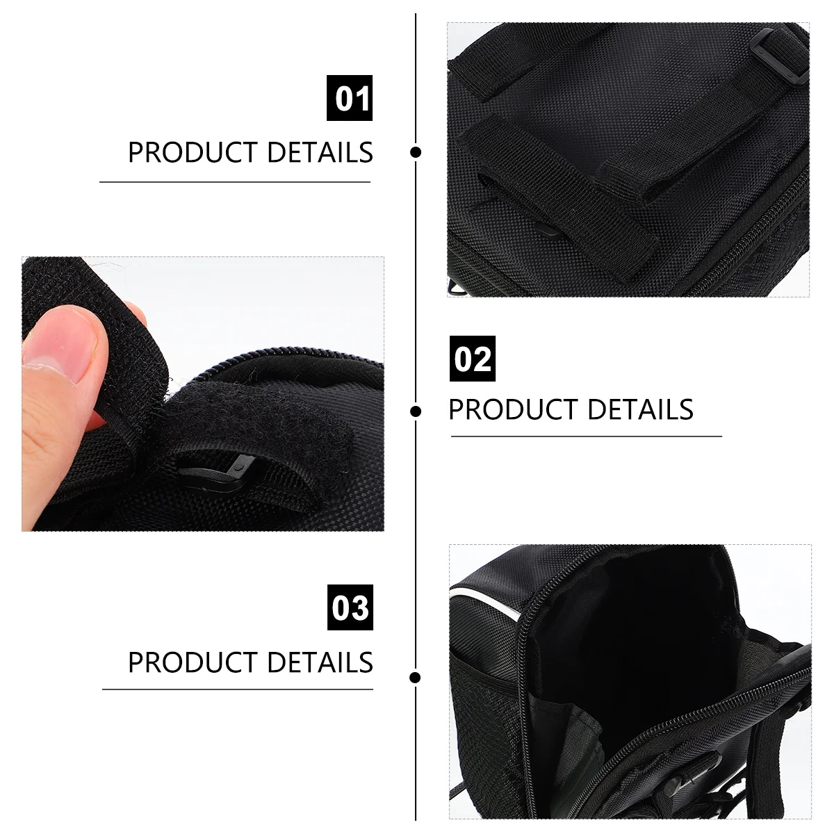 

2Pcs Bike Handlebar Bag Black Professional Cycling Accessory Waterproof Rain Cover Reflective Lightweight Storage Bag