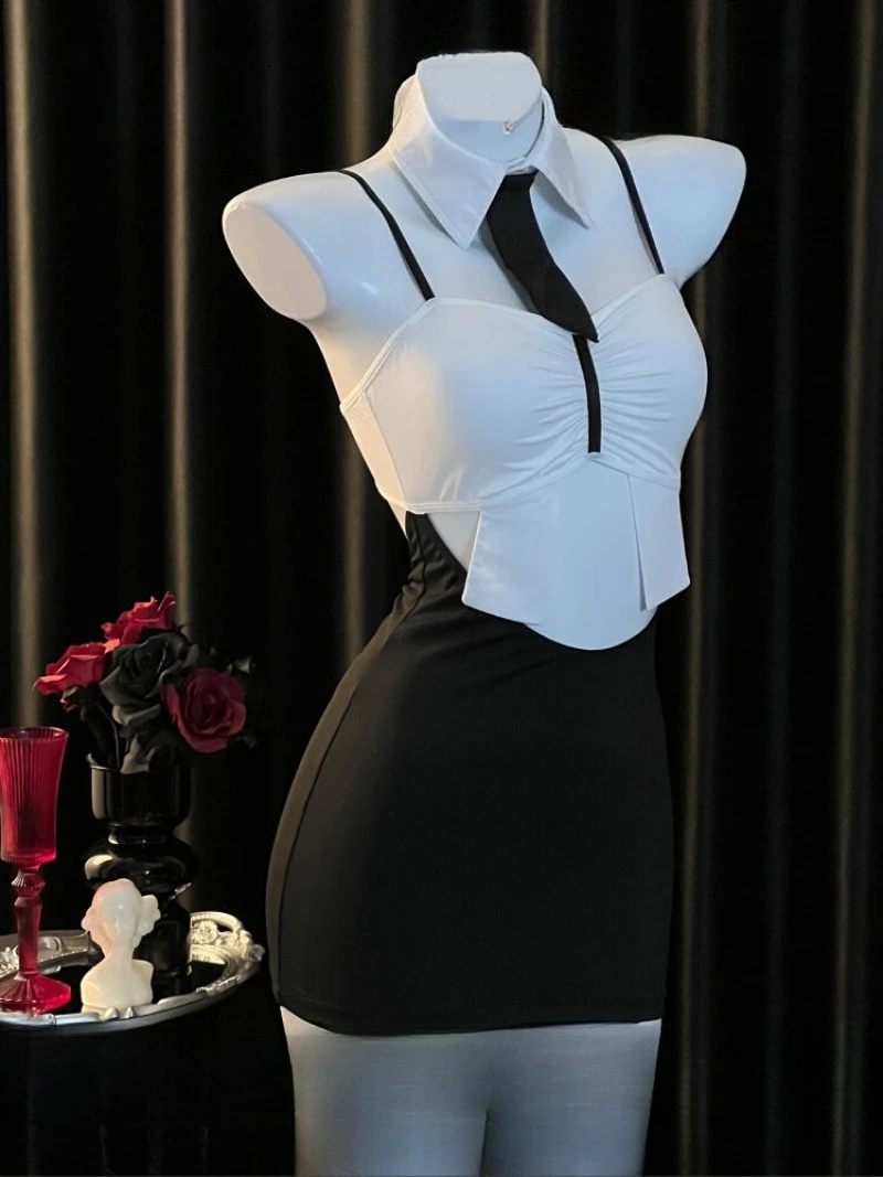 

Эмоциональный ацетизм, топ с бретелькой на шее, цельное облегающее платье для секретаря, соблазнительная и привлекательная униформа в стиле зрелой женщины, идеально подходит