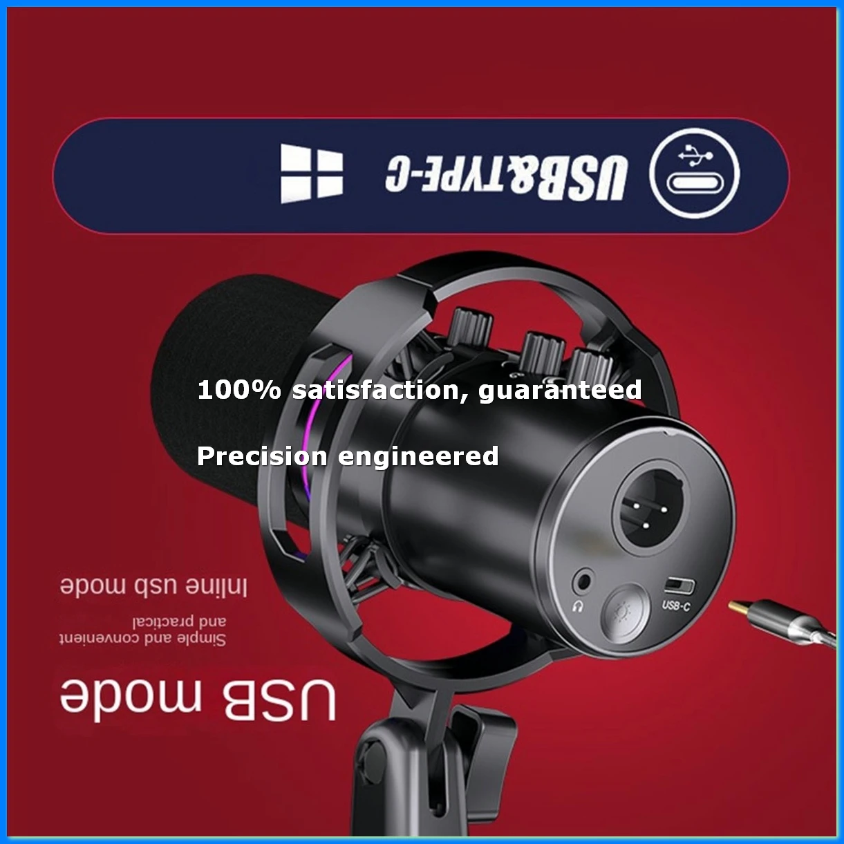 

Dynamic Microphone XLR Connect 48V Sound Card Recording Douring and Singing Equipment USB Computer Game Live Microphone-A25R