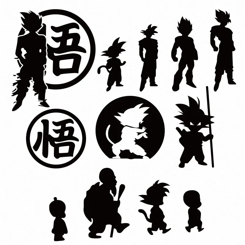 Dragon Ball Personality Creative Silhouette Car Sticker Anime Sticker Waterproof Sunscreen Laptop Window Trunk Sticker