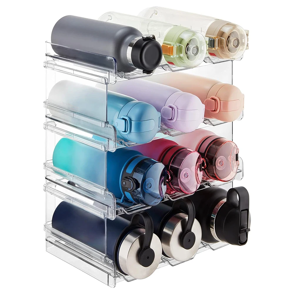 

Stackable Water Bottle and Wine Rack Organizer for Kitchen, Cabinet, and Pantry Storage - Versatile Plastic Cup Holder