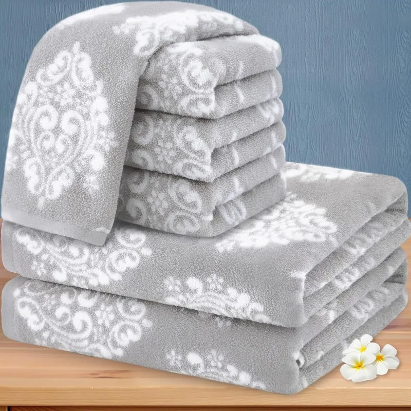 

Towels for Bathroom - 100% Cotton Soft Quick Dry Light Weight Absorbent, 4 Hand 16"x27", 2 Bath 28"x52", Towel