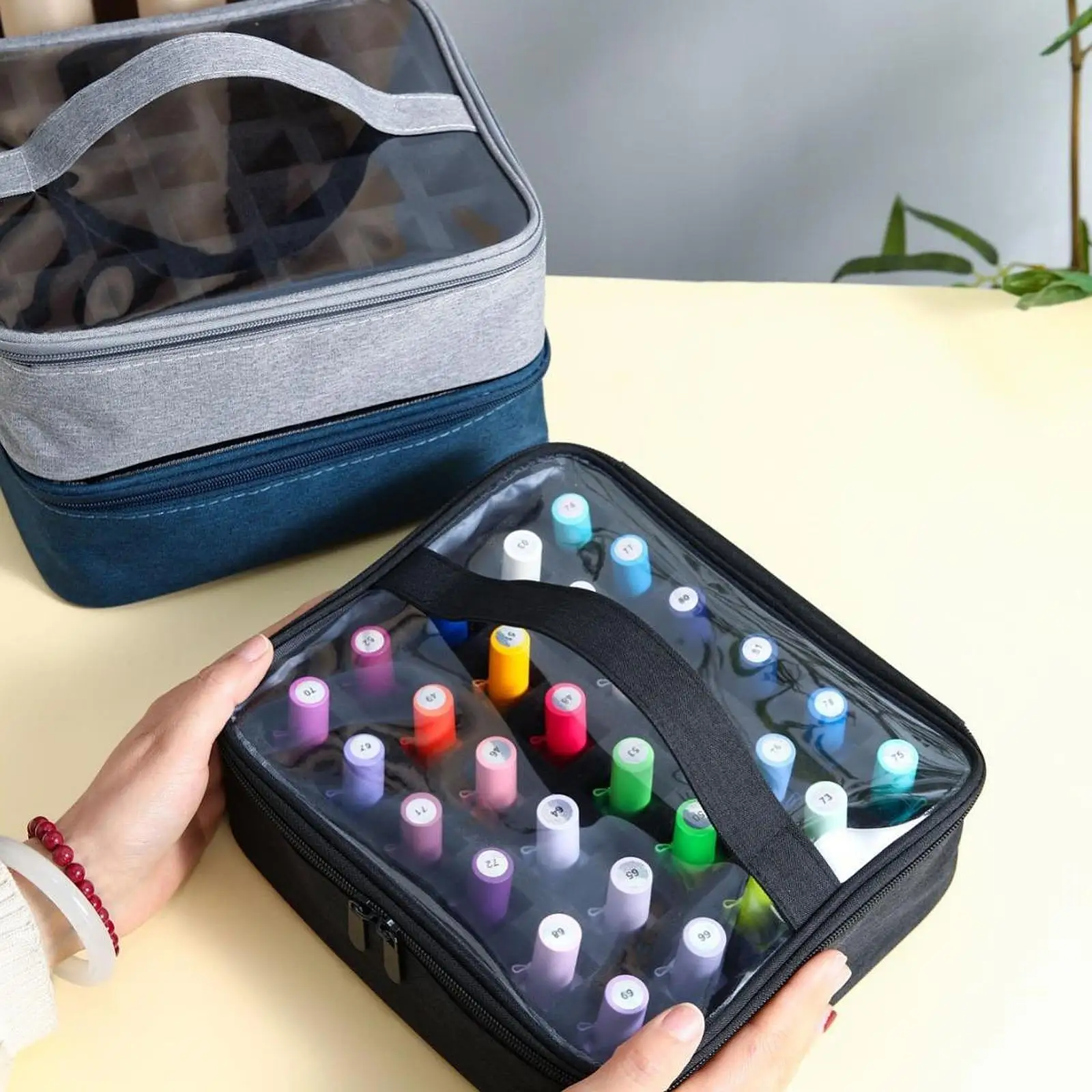 Travel Nail Polish Carrying Bag with Zipper Closure Spacious Cosmetic Storage Case for Women Large Capacity