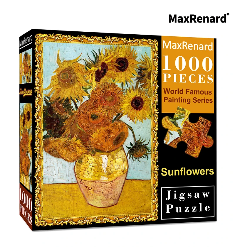 

MaxRenard 68*49cm 1000 Pieces Jigsaw Puzzle Van Gogh Sunflower Paper Assembling Painting Art Puzzles Toys For Adults Wall Decro