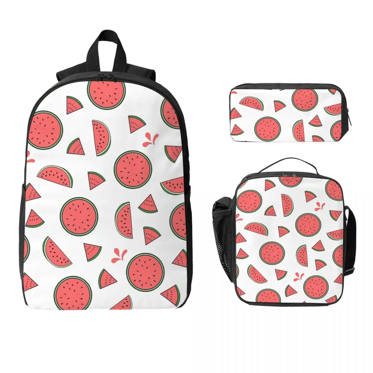 

Cute Watermelon Slices Backpack Student Boys Girls BookBag School Bag Laptop Shoulder Bags 3ps Insulated Lunch Bag Pencil Case