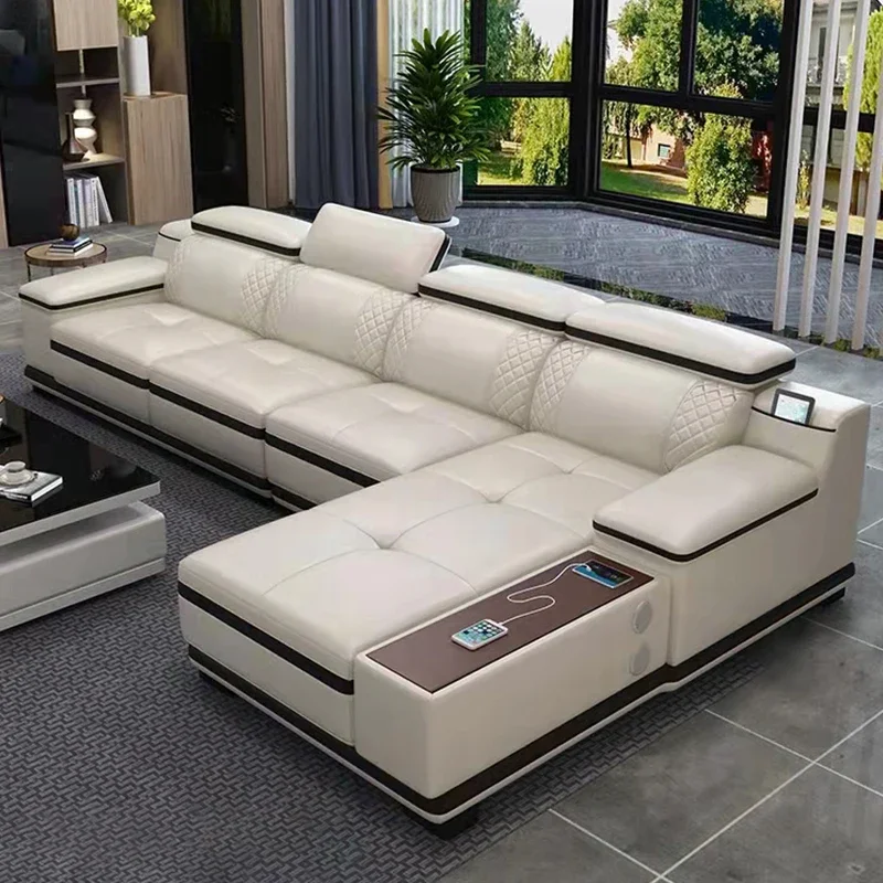 

z New Design Modern Furniture L-shaped Large Living Room Lounge Luxury Home Modular Leather Sofa