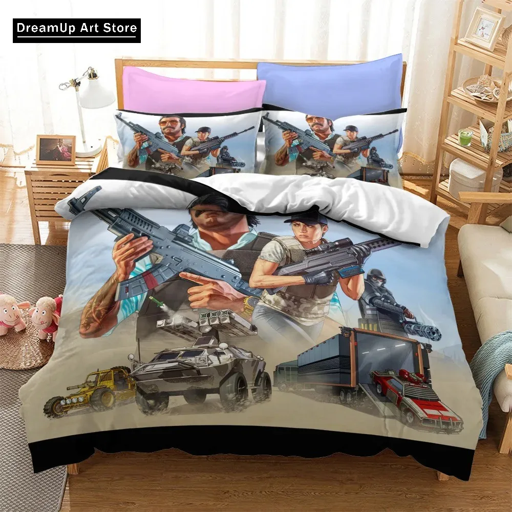 3D Print Game Grand Theft Auto V GTA5 Bedding Set Boys Girls Twin Queen Full Size Duvet Cover Pillowcase Bed Adult Bedroom