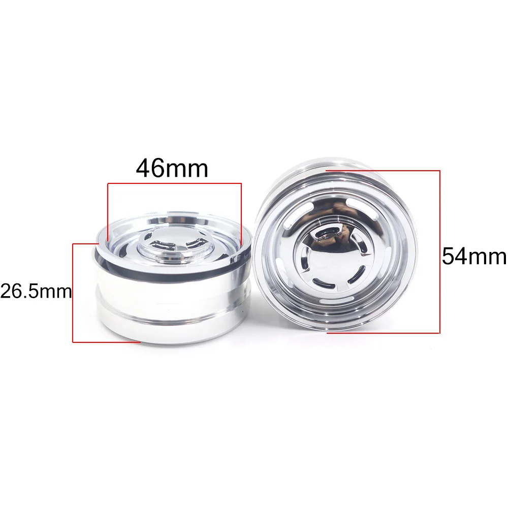 2 Pcs Retro Electroplated Mirror 1.9-inch Metal Wheels Hub for 1/10 RC Crawler Car Traxxas TRX4 AXIAL SCX10 DIY D90 Upgrade Part