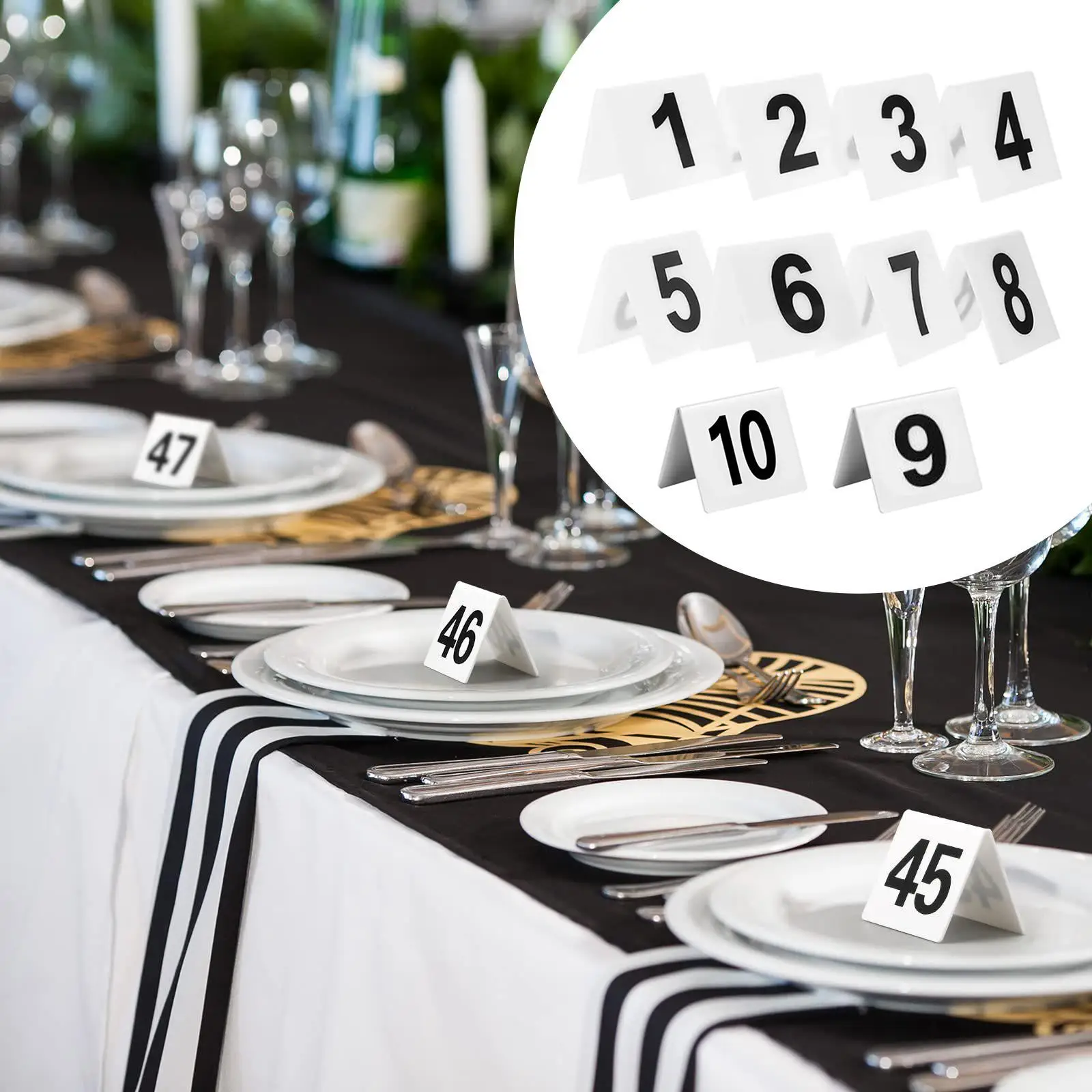 Table Number Acrylic Cards Double Side Numbered Tent Signs Clear Holder for Restaurant Party Event Banquet Wedding Reception