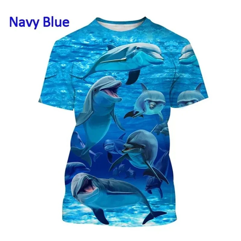 Smile Dolphin T Shirt Men Casual 3D Funny Dolphins Printed Short-sleeved T-shirt Cute Womens Clothing Kawaii Kid Tops Tee Shirts