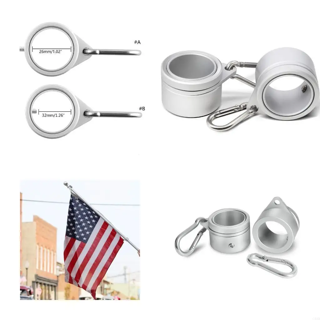 2 قطعة من سبائك الألومنيوم حلقة سارية العلم مع حلقة تسلق هوك الدورية مجموعة تركيب العلم C5AD #1