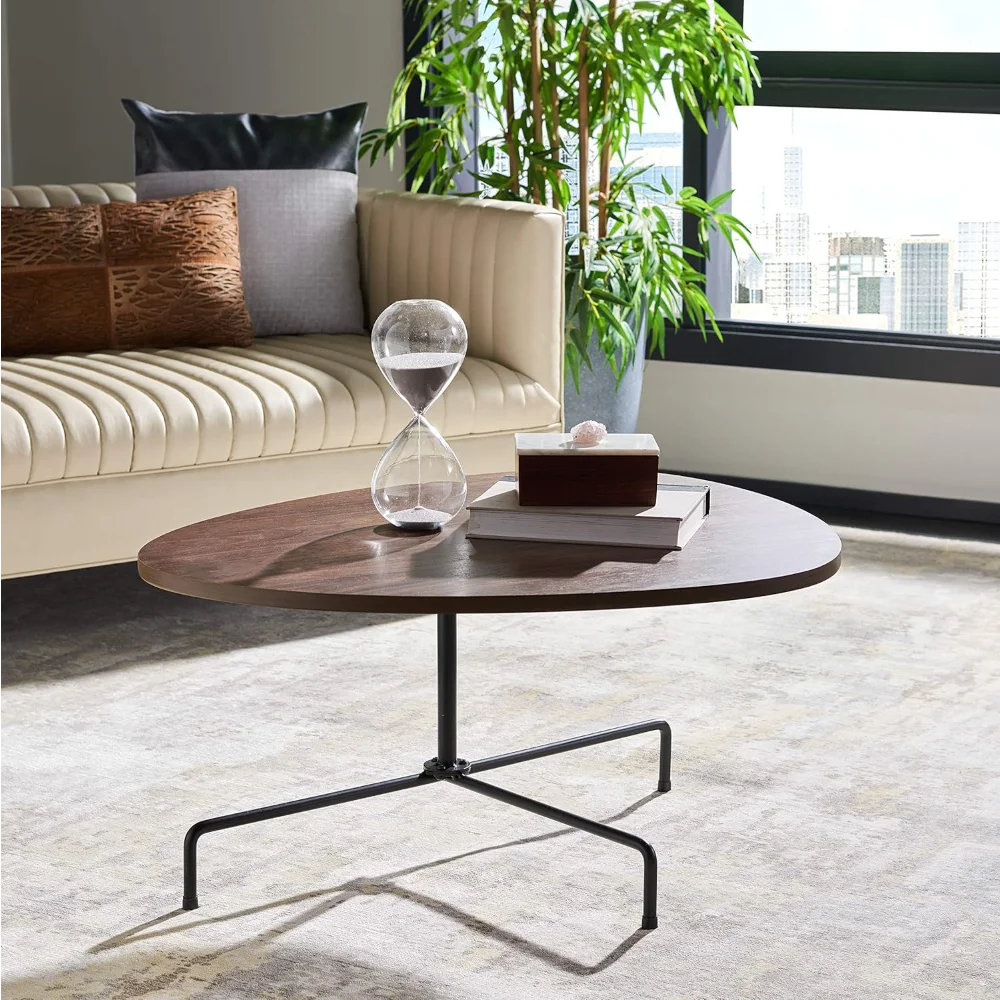 Safavieh Home Berlin Walnut and Black Tripod Coffee Table