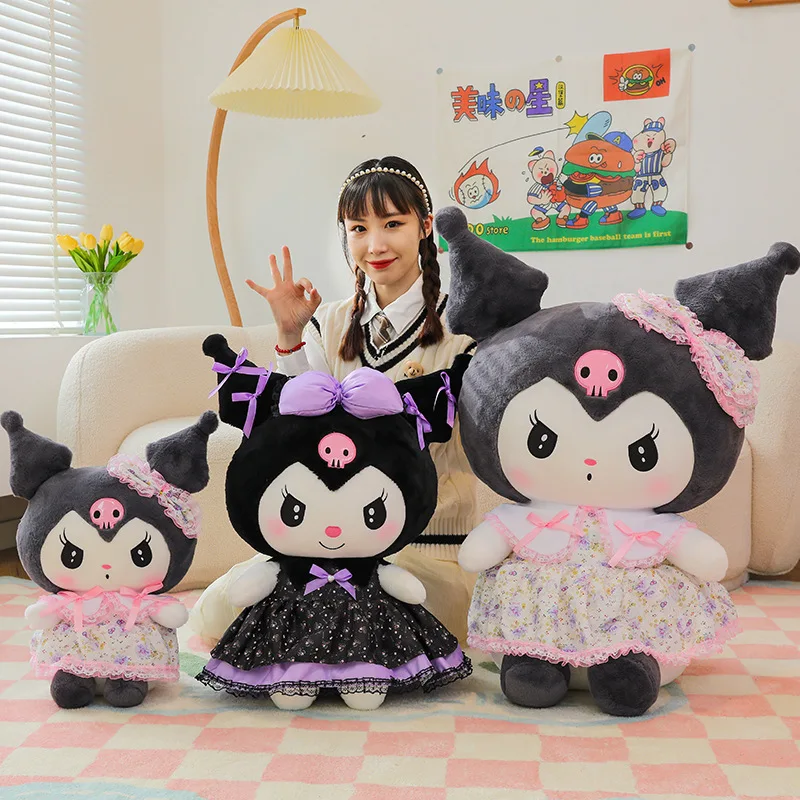 New Floral Skirt Kuromi Plush Toy Banquet Kuromi My Melody Sanrio Doll Dark Doll Children Birthday Christmas Gift