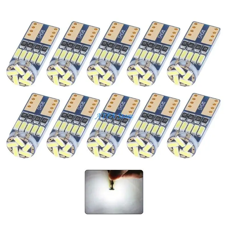 

U13C 10Pcs T10 Auto Car Dashboard Lights 4014 15SMD Reading Instrument Panel Lamp No Polarity Led Bulb 12V for DC