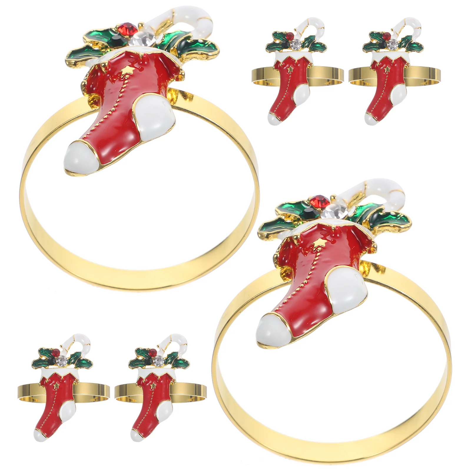 

6Pcs Gold Napkin Rings Boot Shaped Metal Table Decor for Christmas Party Wedding Dinner Holiday Centerpiece Decoration