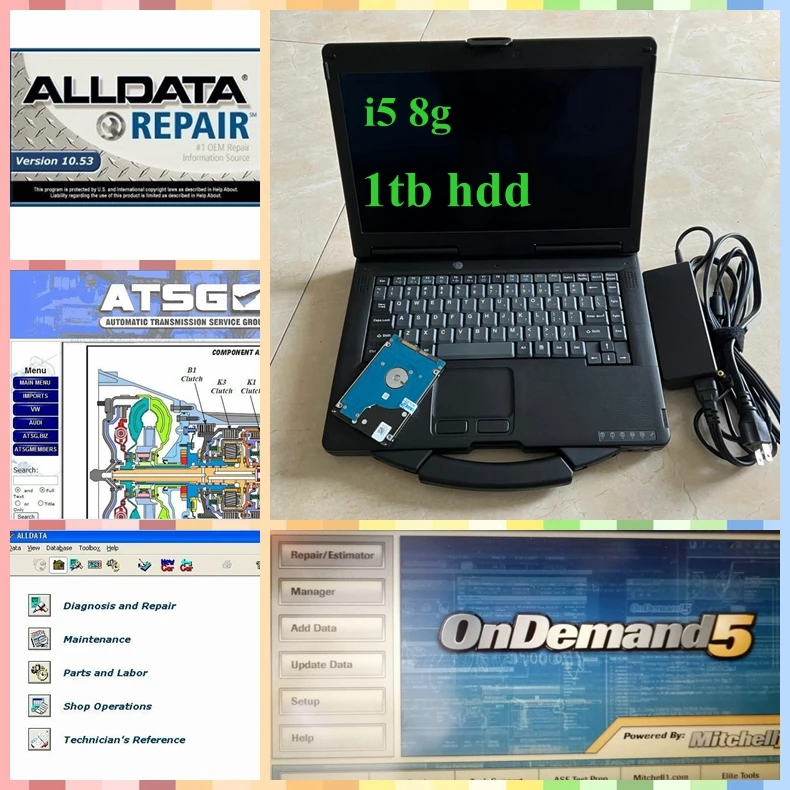 

Alldata Auto Repair Software in cf53 I5 8G Laptop for Alldata 10.53 M-itchell Ondemand 2015 ATSG 2012 Software 1TB HDD