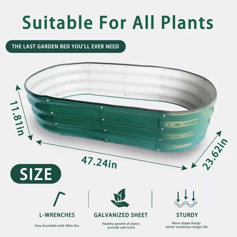 For Galvanized Sheet Metal Raised Garden Bed Anti-Rust Vegetable Planting Box Outdoor Flower Planter Box Backyard Growing Bed
