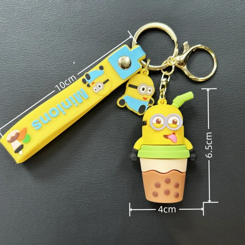 MINISO New Cartoon Minion Keychain Cute Creative Dessert Minion Backpack Decoration Accessories Car Keychain Children's Gift