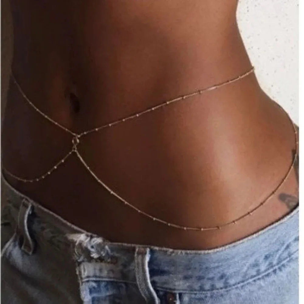 Belly Chain - Dainty CZ Body Jewelry, Gold Waist Chain, Adjustable Belly Chain, 14K Gold Plated, Bikini Body Jewelry