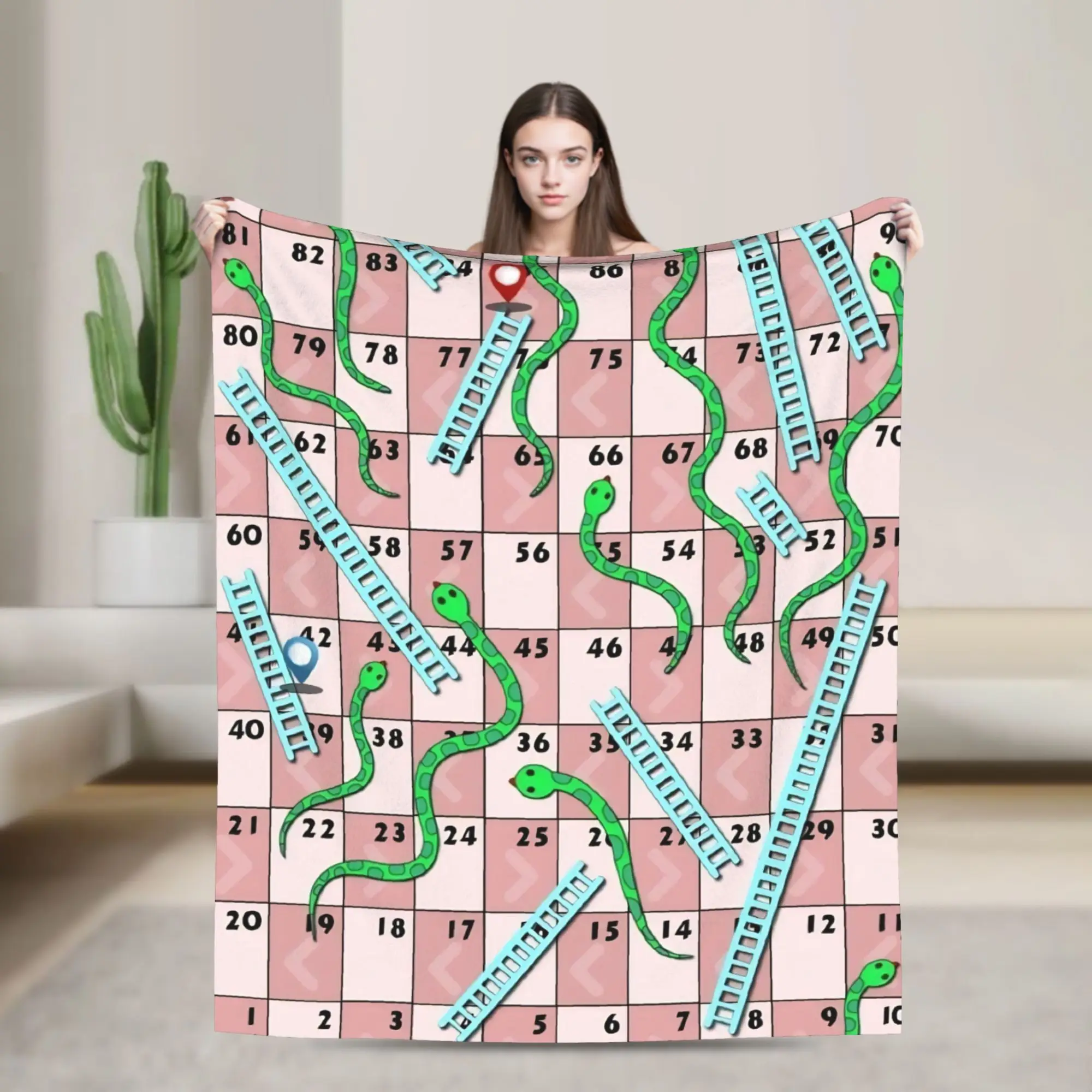 Snakes and Ladders  Flannel Blanket Autumn  Super Soft Throw Blanket for Kids Adult Bedroom Street Trend Bedspread Sofa