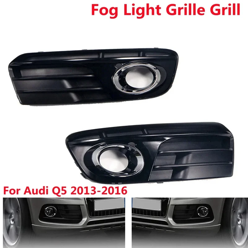 

Black Front Bumper Grill Grille For Audi Q5 2013 2014 2015 2016 2017 Front Bumper Fog Light Lamp Cover Grill 8R0807681 8R0807682