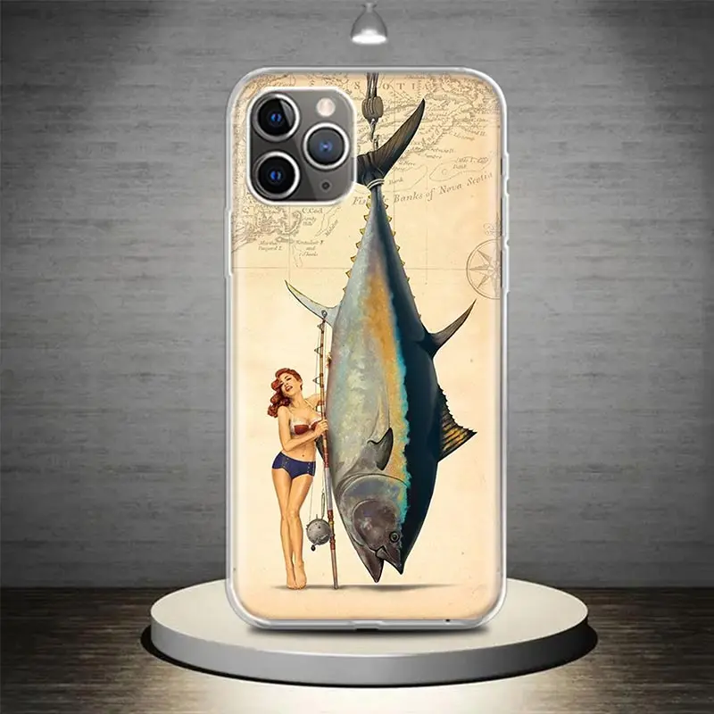 Offshore Angling Fishing Fish Rod Phone Case Cover For iPhone 14 13 Pro 11 15 Art 12 XR X XS Max 7 8 6S Plus SE Soft Pattern