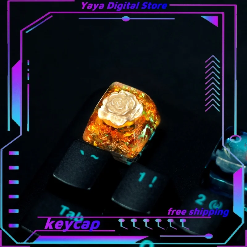 Rose theme game keycap single light-transmitting cross axis DIY hand-made custom mechanical keyboard personalized holiday keycap