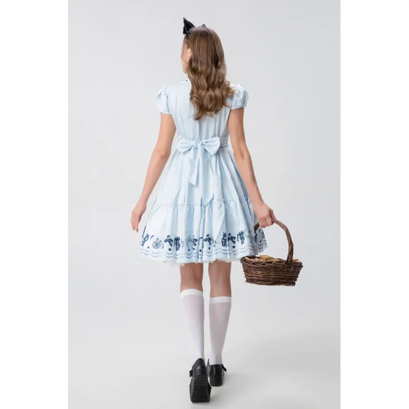 Anime Alice In Wonderland Mad Hatter Sissy Lolita French Maid Blue Dress Halloween Carnival Party Fantasia Magic Cosplay Cos MN5