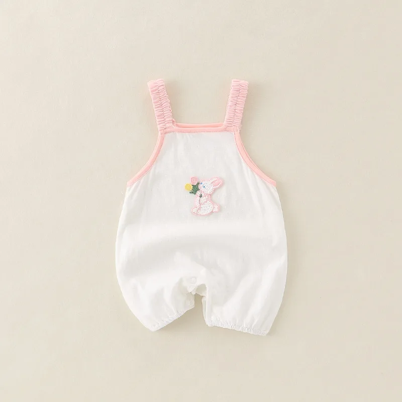 

2025 Summer Thin A-class Cotton Baby Jumpsuit, Female Baby Crawling Suit, Newborn Fart Suit, Suspender Clothes