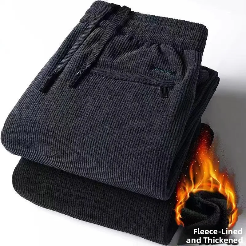 

Corduroy Straight Leg Loose Fit Casual Trendy Men's Pants Autumn Winter Comfortable Long Trousers Youthful Sle Non-Brand