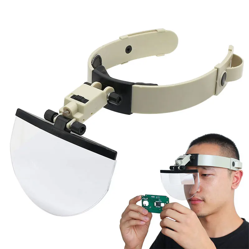 Head Wearing Magnifier 2X 3.5X 4.5X 5.5X Large Lens Magnifying Glass with LED Illuminated Hand Free Reading Magnifier