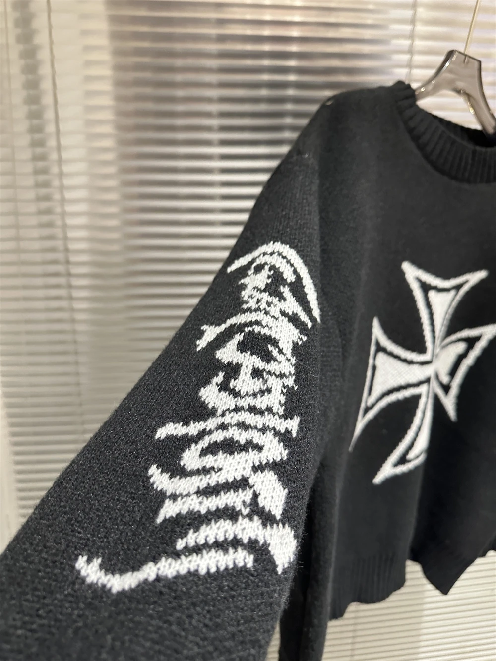 Czarny sweter Black West Coast Choppers Project G/R Męski Damski Najwyższej Jakości Bluza z Okrągłym Dekoltem