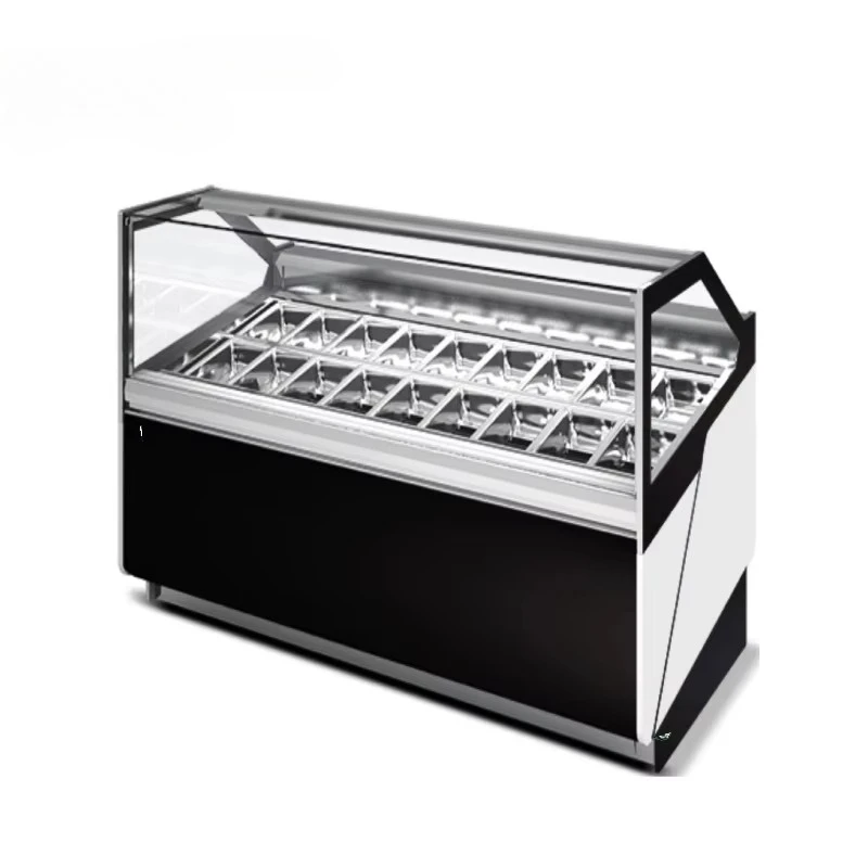 Ice Cream Scooping Freezer Ice Cream Dipping Glass Showcase Cabinet Display Refrigerator Showcase for Commercial Use