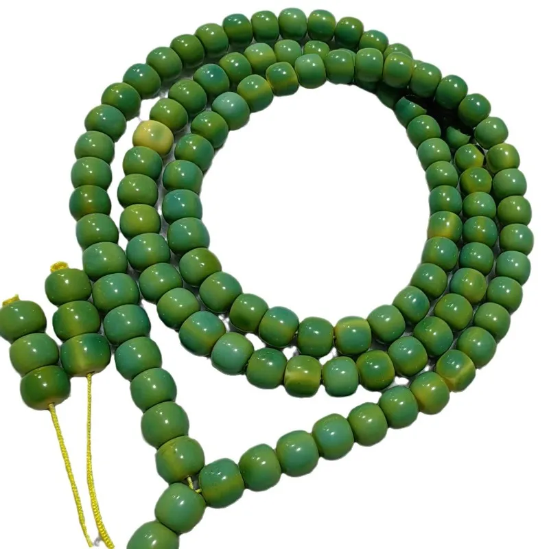 Natural rapeseed yellow round beads 108 long chain high quality turquoise bracelet necklace